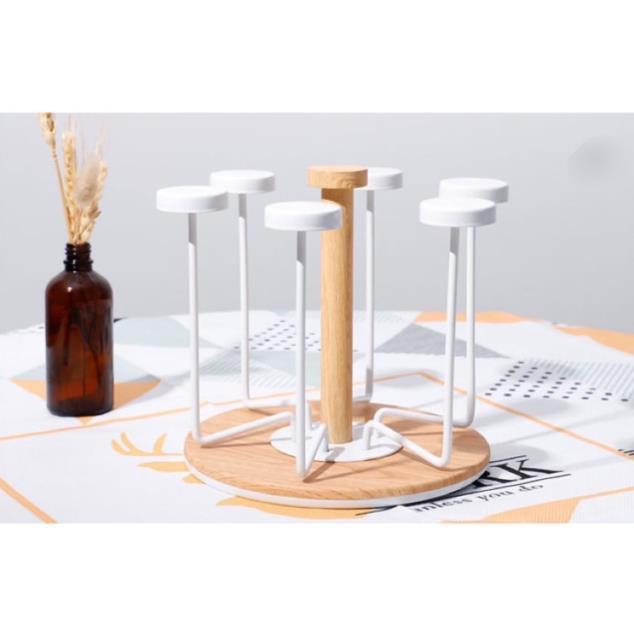 Giá úp cốc gỗ tròn sang chảnh