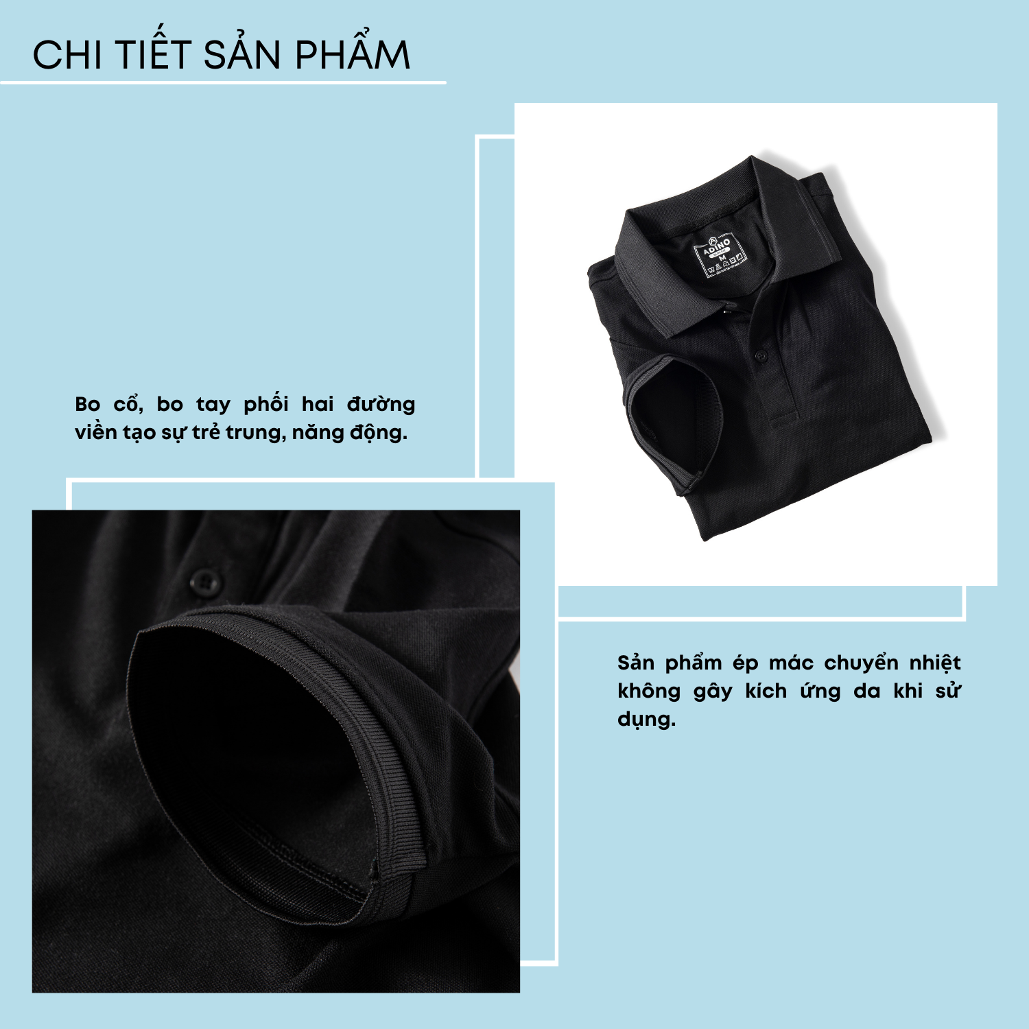 Hình ảnh Áo polo nam màu đen phối viền chìm ADINO vải cotton polyester mềm dáng slimfit công sở trẻ trung năng động AP80