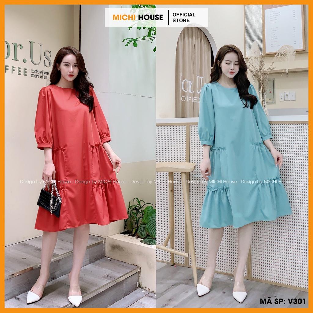 Váy Suông Nữ Dáng Rộng Nhiều Màu V301 MICHI House Đầm Xuông Cổ Tròn Tay Lỡ Thiết kế Dễ Mặc Bầu Xinh Thoải Mái