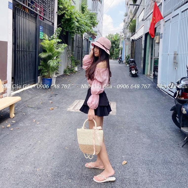 Túi cói dây nơ cực xinh về đủ 3 màu chanh sả