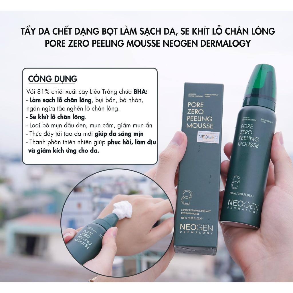 Tẩy Da Chết Dạng Bọt Làm Sạch, Se Khít Lỗ Chân Lông Neogen Dermalogy Pore Zero Peeling Mousse 100ml