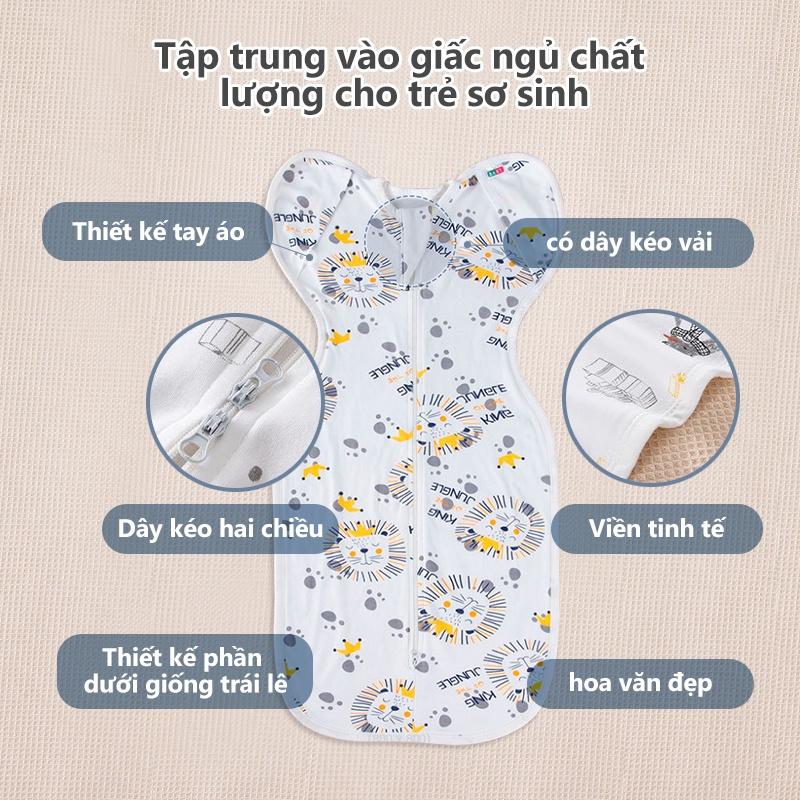 [Einmilk.ân ninh]Túi ngủ cho bé 100% cotton có khóa dây kéo 2 chiều, tiện mở túi ra QSB