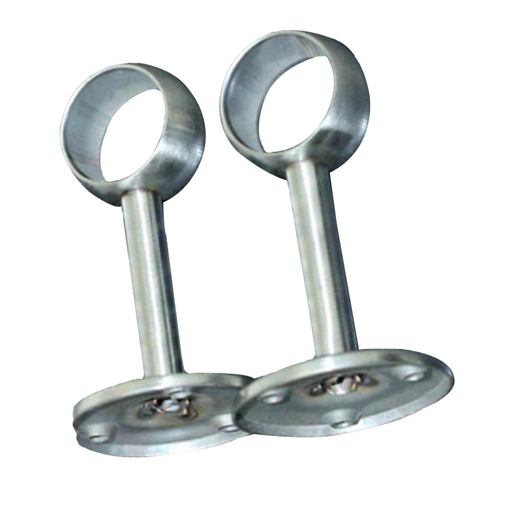 2pcs Stainless Steel Wardrobe Pipe Lever Rod Bracket Flange