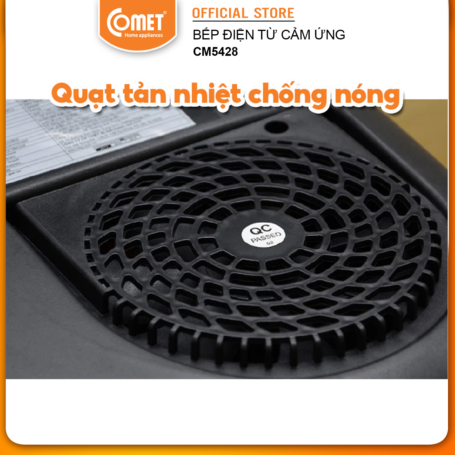 Bếp điện từ cảm ứng Comet CM5428 – Công suất 2000W, mặt kính chịu nhiệt, thiết kế siêu mỏng – Hàng Chính hãng bảo hành 12 tháng