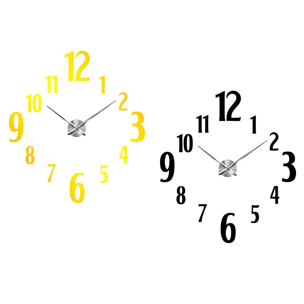 Acrylic Mirror Surface Wall Clock Sticker for Home Office DIY Decor-Golden