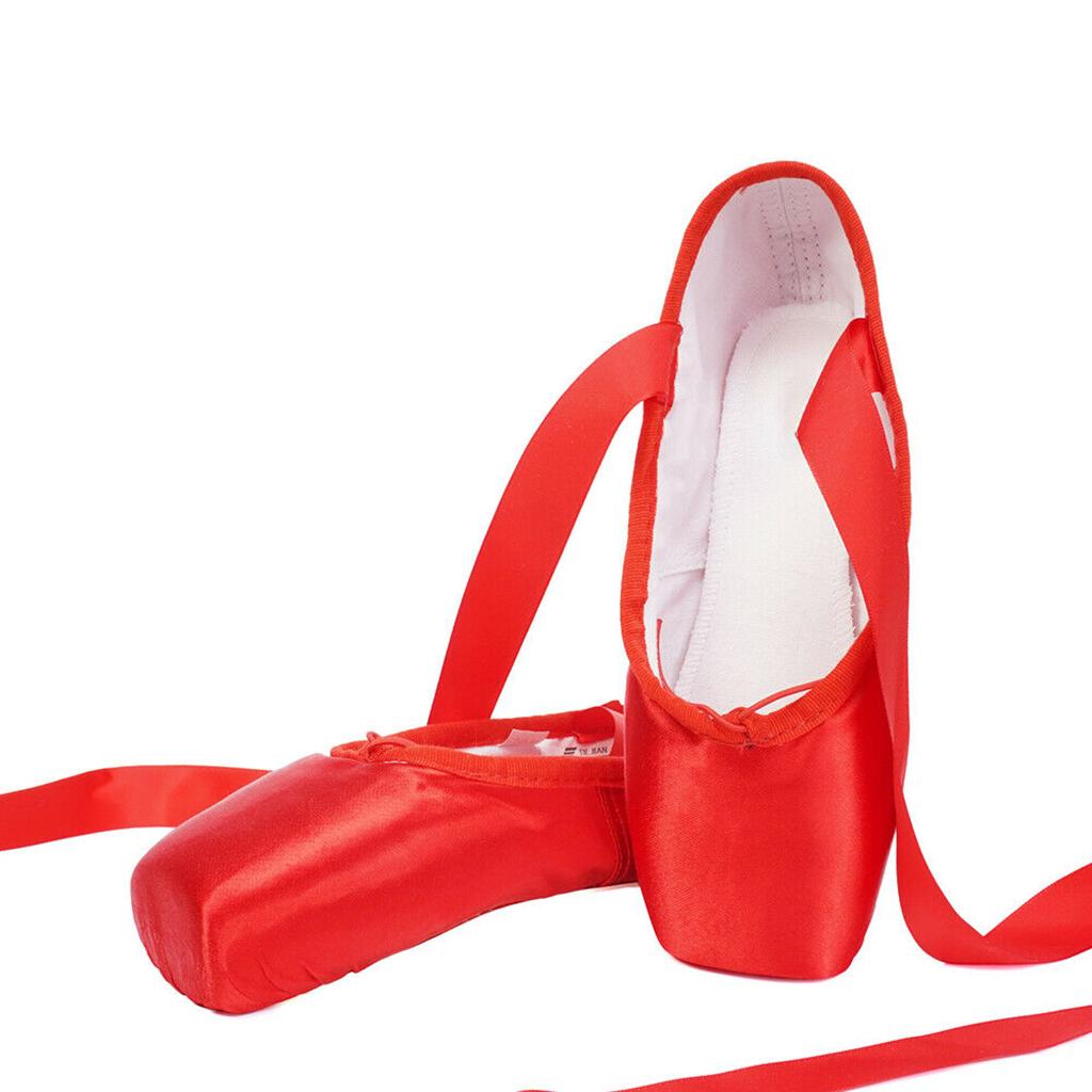 Ballet Shoes Professional Dance Shoes Adult Pointe Slippers Lace Up 34-43 Red 34