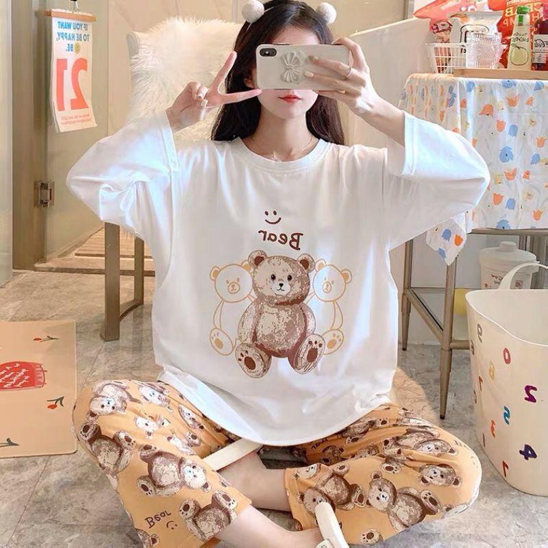 Đồ Bộ Nữ mặc nhà dễ thương chất liệu cotton đầy đặn mát mịn (tay dài quần dài) bộ đồ ngủ, set bộ mặc nhà, đồ bộ mặc nhà, đồ ngủ nữ Quảng Châu _mã BQD-03