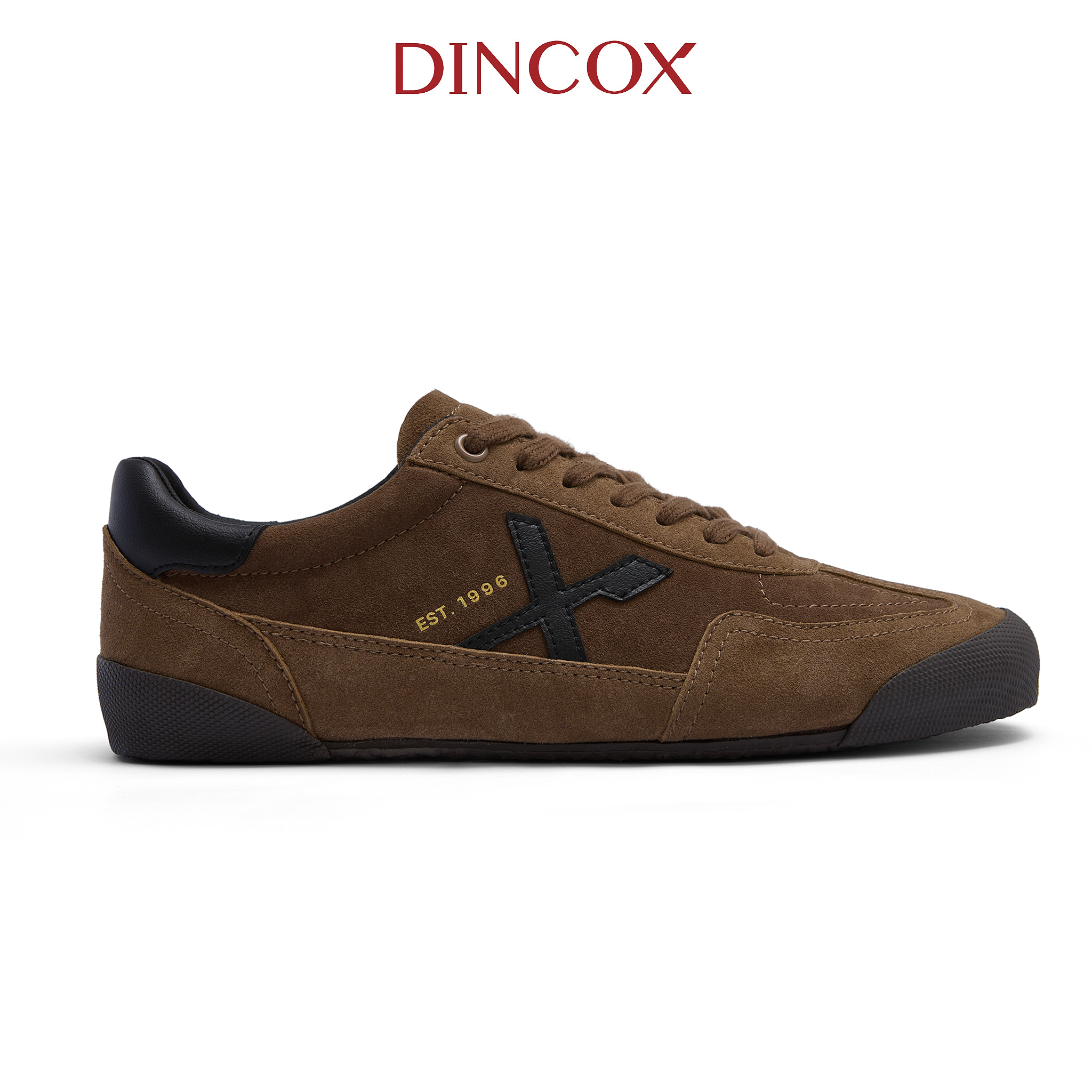 Giày Nam Sneaker Da Micro Suede Dincox DC47 BROWN Shoes Đế Bằng, Bền Và Nhẹ Hơn