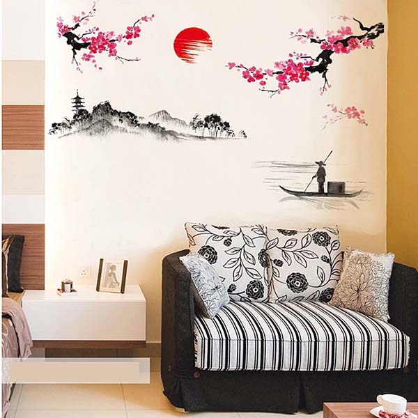 Decal Dán Tường Tranh Thủy Mặc DKN015