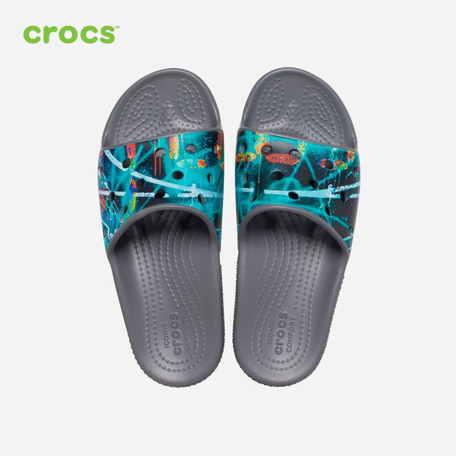 Dép quai ngang trẻ em Crocs FW Classic Slide Kid Printed SGy/Mlti - 206485-0IE