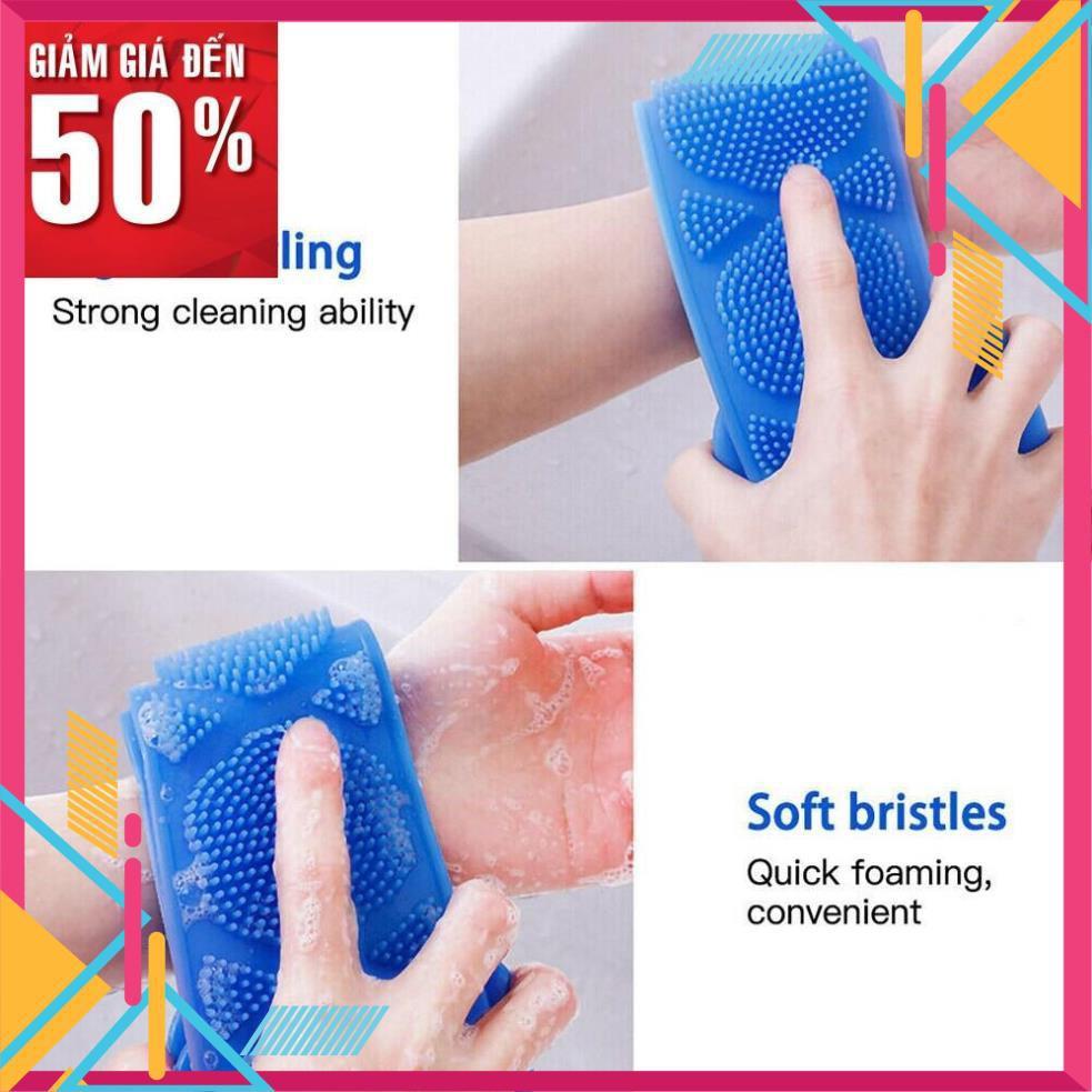 Dây đai chà lưng 2 mặt đa năng dụng cụ bằng silicon kỳ cọ massage tẩy da chết khi tắm