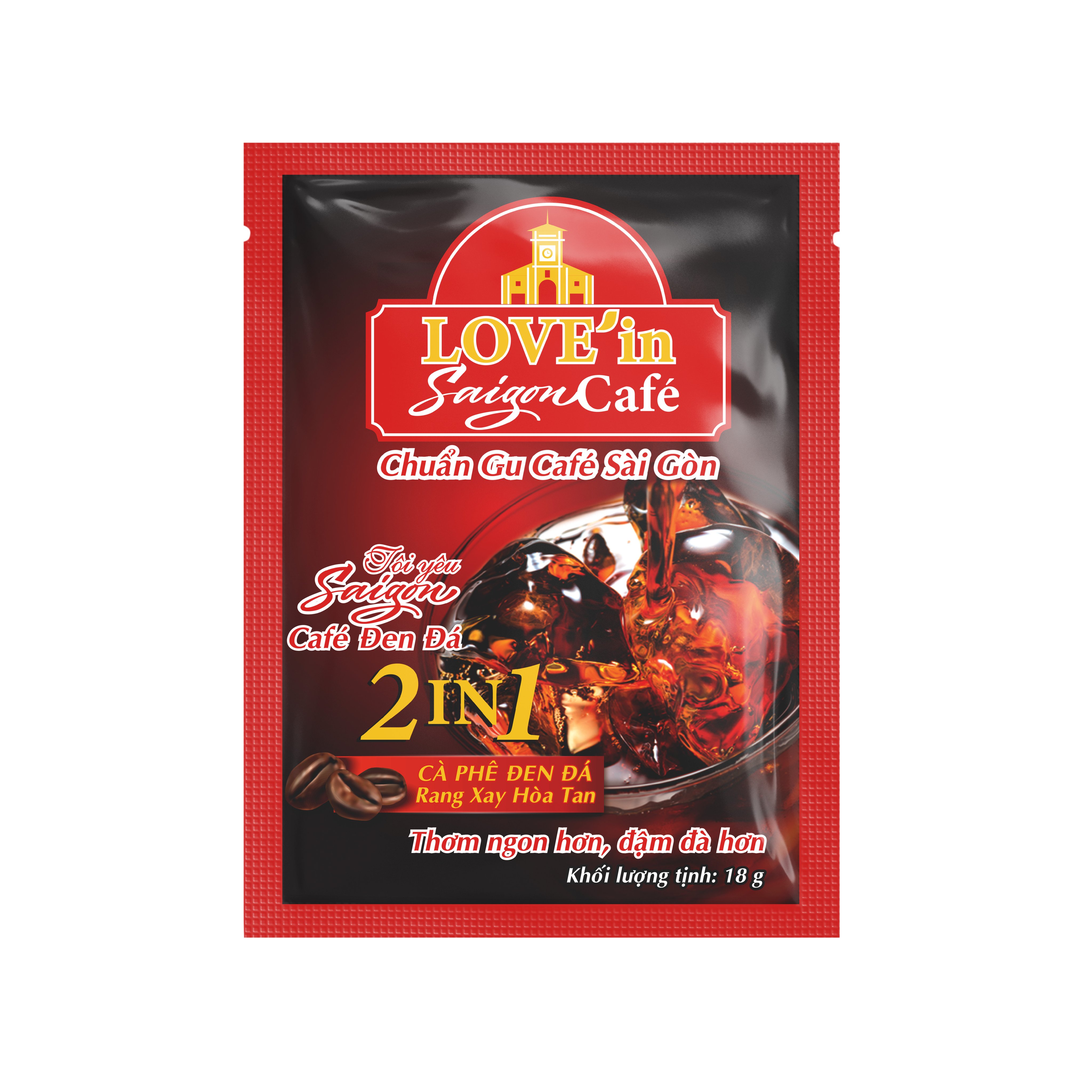 Cafe Đen Đá Rang Xay Hòa Tan 2IN1 LOVE’IN SAIGON CAFE - Khánh Hòa Nutrifoods Thơm Ngon Hơn, Đậm Đà Hơn (Hộp 12 gói x 18g)