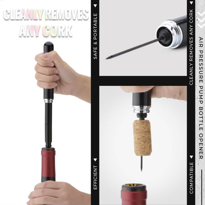 Dụng cụ khui Vang dạng bút tiện lợi, dụng cụ pha chế Air Corkscrew Black Edition