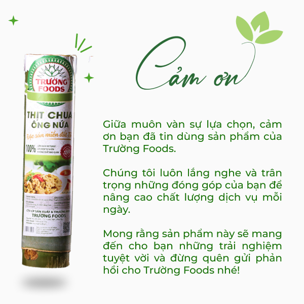 Combo 3 Thịt Chua Ống Nứa Đặc Biệt Trường Foods 180g/Ống