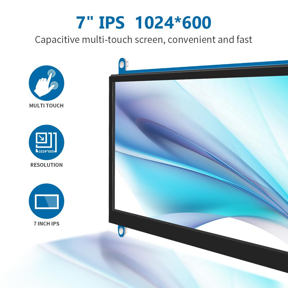 Màn hình màn hình cảm ứng Raspberry Pi Màn hình HDMI 7 inch HDMI Hiển thị 1024x600 Tương thích với Aida Ras Pi 4 3B 3B 2B BB Black Banana Pi