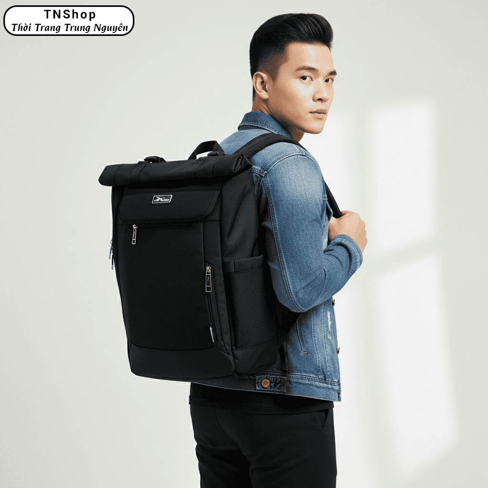 Balo Du Lịch Cỡ Lớn Xbags Dark Bear XB 1202 - Balo Nắp Cuộn Có Tính Năng Mở Rộng, Chống Nước, Nhiều Ngăn Tiện Lợi, Thiết Kế Sang Trọng, Đựng Laptop 17 Inch
