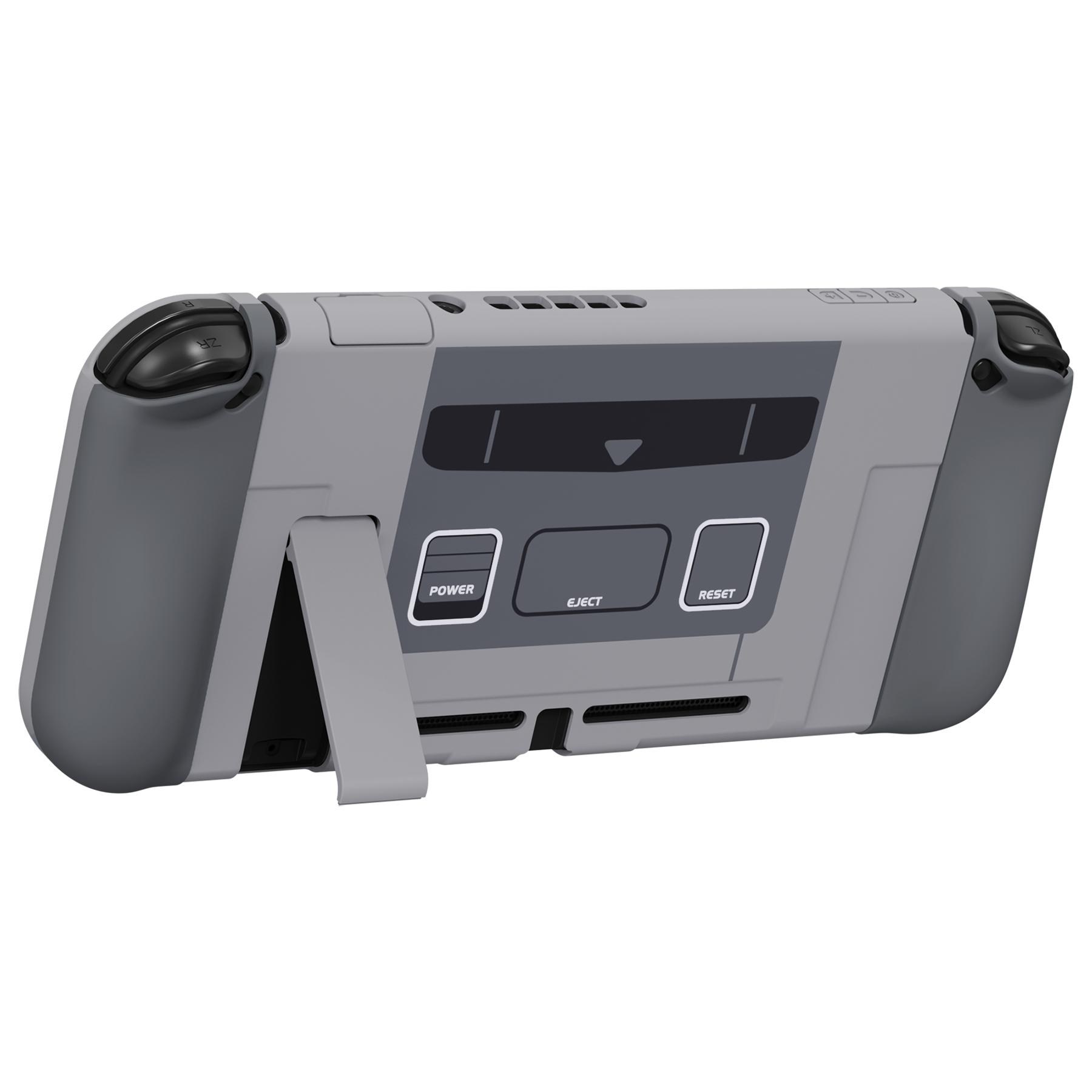 PlayVital AlterGrips SFC SNES Vỏ bọc công thái học cổ điển theo phong cách châu Âu Vỏ bảo vệ có thể gắn được cho Nintendo Switch có kẹp ngón tay cái Màu: Xám