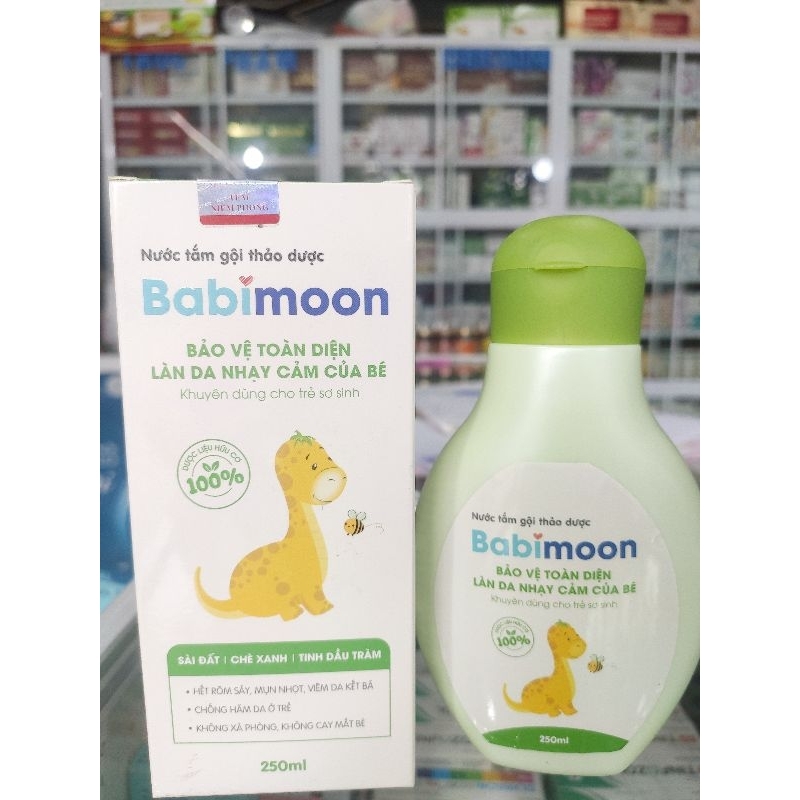 Nước Tắm Gội Thảo Dược BABIMOON Medstand Chai 250ml phòng rôm sảy mẩn ngứa, ngừa cảm lạnh cho bé