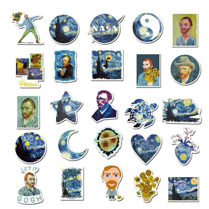 Sticker dán cao cấp DANH HỌA VAN GOGH Cực COOL ms#77