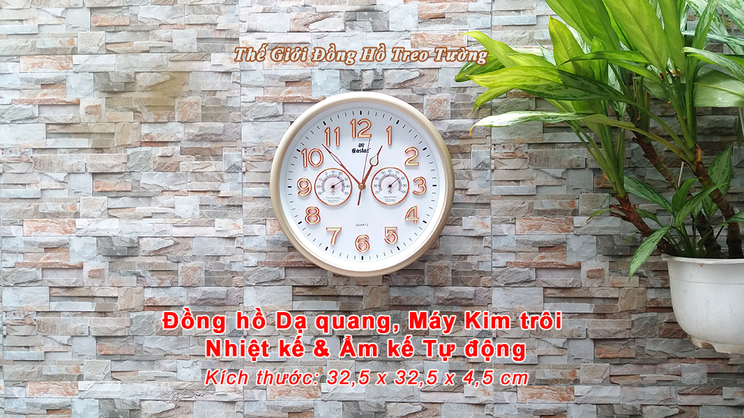 ĐỒNG HỒ KIM TRÔI SỐ NỔI 3D CÓ DẠ QUANG VÀ NHIỆT ẨM KẾ CƠ (KHÔNG DÙNG PIN) - MÀU TRẮNG