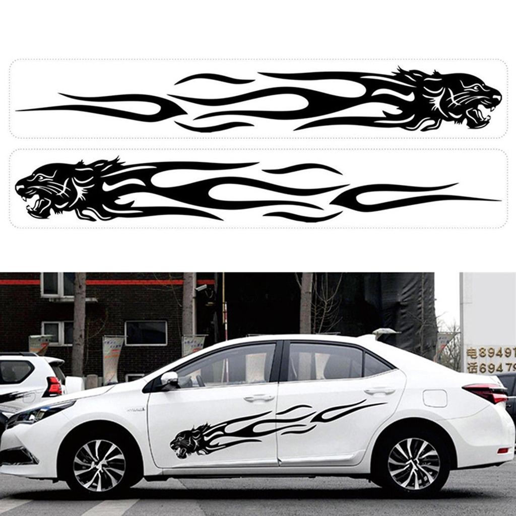 Pair Waterproof Car Body Side Truck Decal Vinyl Flame Graphics Racing Stripes Sticker Universal