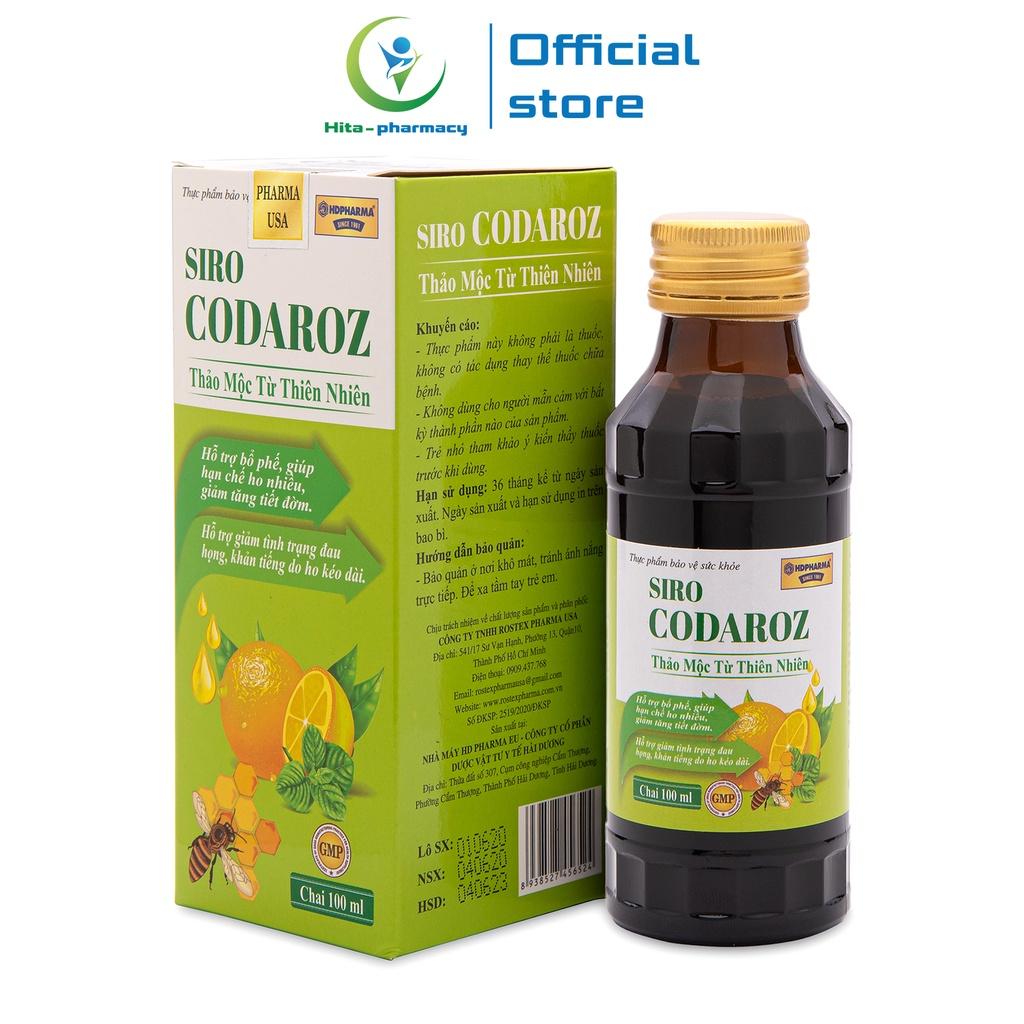 Siro CODAROZ thảo mộc giúp bổ phế, giảm ho đờm, đau rát cổ họng - Chai 100ml