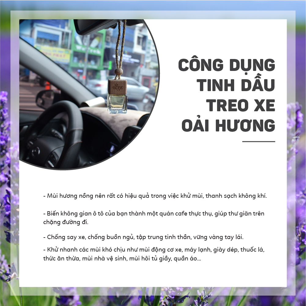 Tinh dầu Oải Hương treo xe ô tô, phòng ngủ, tủ quần áo, nhà vệ sinh giúp khử mùi, chống say xe