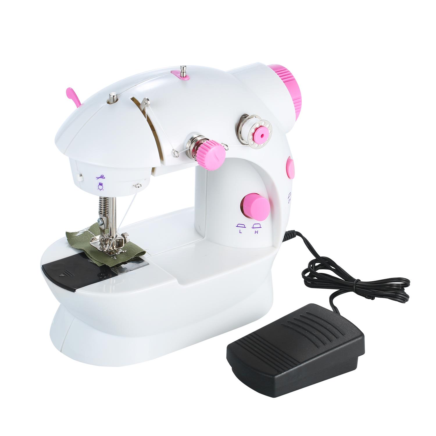 Máy may mini có thể điều chỉnh 2 tốc độ chỉ đôi có đèn LED và mấy cắt chỉ