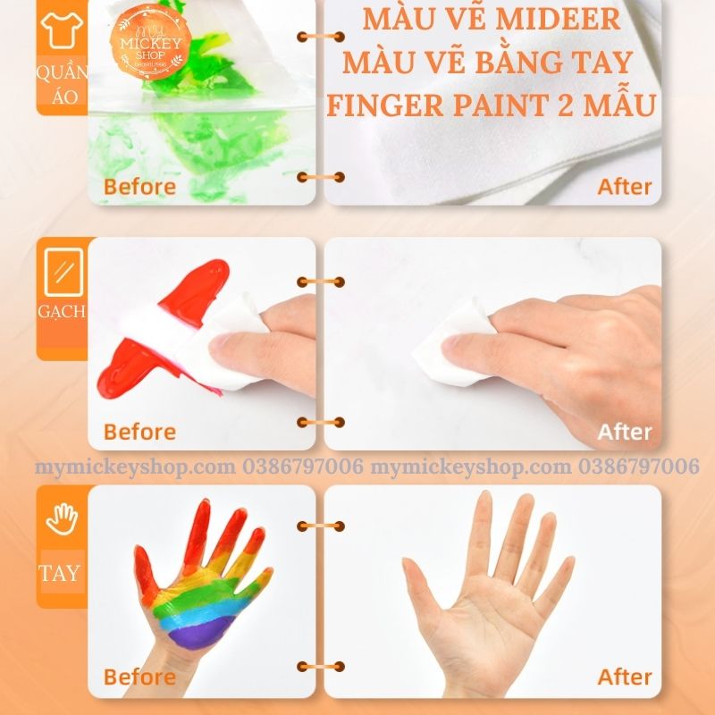 Mideer Màu Vẽ Bằng Tay Finger Paint loại 12 tuýp màu cho bé từ 3 tuổi