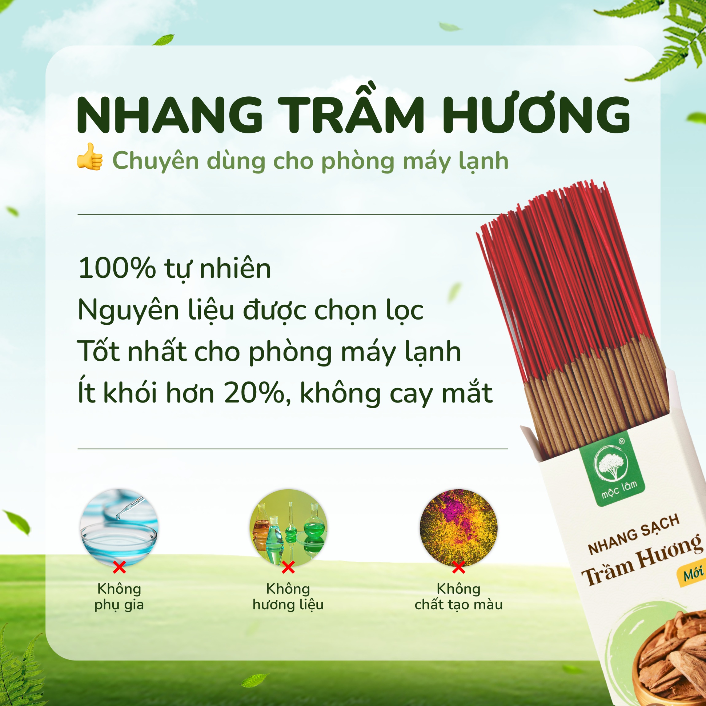 Nhang Trầm Hương MỘC LÂM 38cm 400cây, Nhang Sạch Ít Khói Ít Tàn, Hương Dịu Nhẹ, Nhang Phòng Máy Lạnh