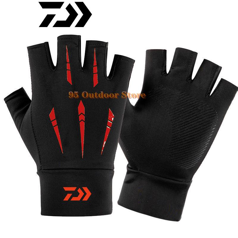 Mới Daiwa Găng Tay Thoáng Ngón Găng Tay Câu Cá Thoáng Khí Săn Bắn Chống Trơn Trượt Cắm Trại Ngoài Trời Đạp Xe Găng Tay Câu Cá