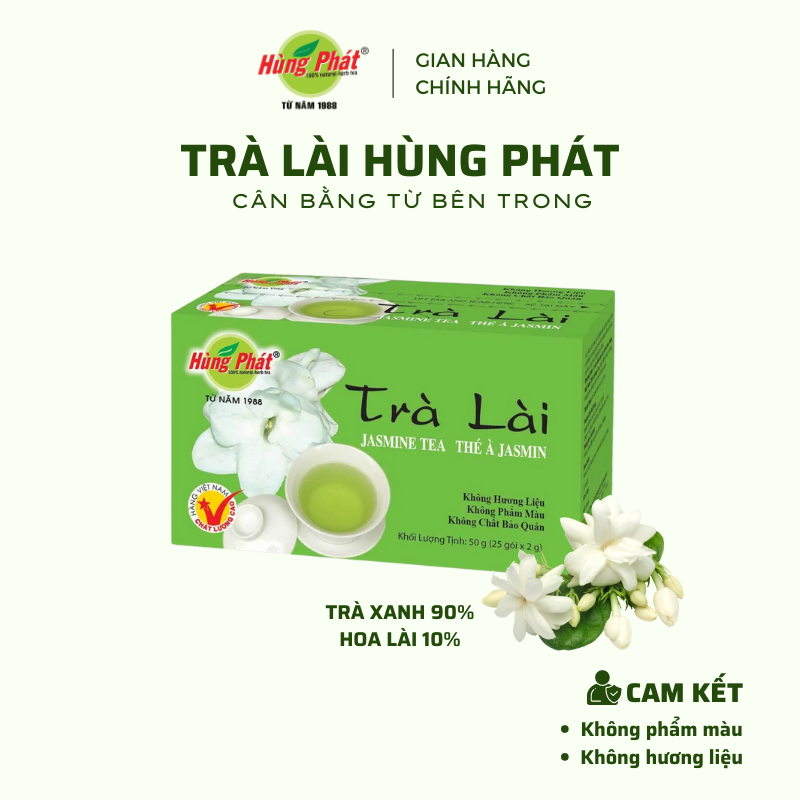 Trà Lài Túi Lọc Thượng Hạng Hộp 25 Gói - Hùng Phát Thương Hiệu 35 Năm