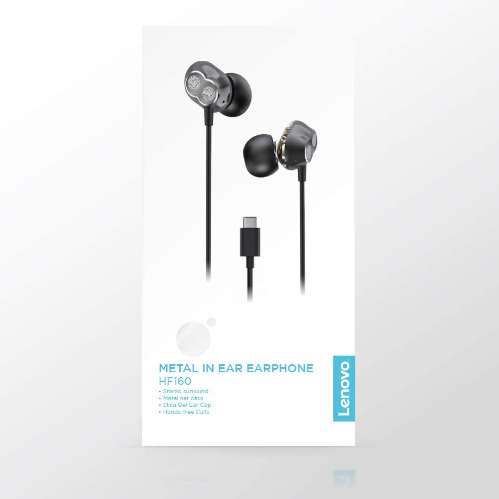 Tai Nghe Dây Liền Mic Đàm Thoại Loa Kép Siêu Bass Hàng Chính Hãng Lenovo HF160 Cổng C Kết Nối Điện Thoại,Máy Tính