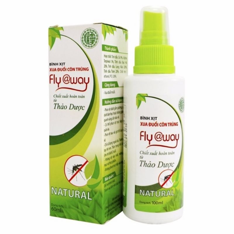 BÌNH XỊT XUA ĐUỔI CÔN TRÙNG CHIẾT XUẤT HOÀN TOÀN THẢO DƯỢC FLY AWAY 60ml/100ml