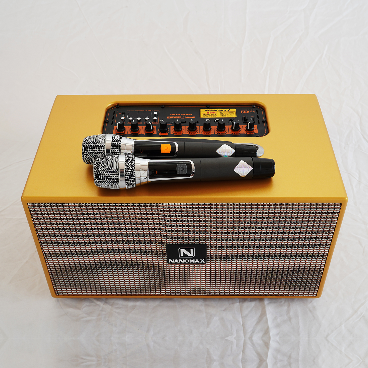Loa Kéo Karaoke Xách Tay Nanomax X-210B Bass Đôi 16cm Công Suất 420w Hàng Chính Hãng