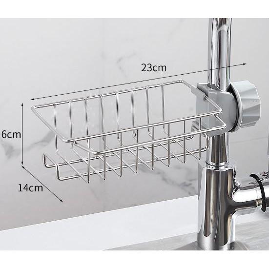 Giá Treo Vòi Đựng Đồ, Giẻ Rửa Chén Bát - Kệ Gắn Vòi INOX Để Đồ Giẻ Rửa Chén Bát