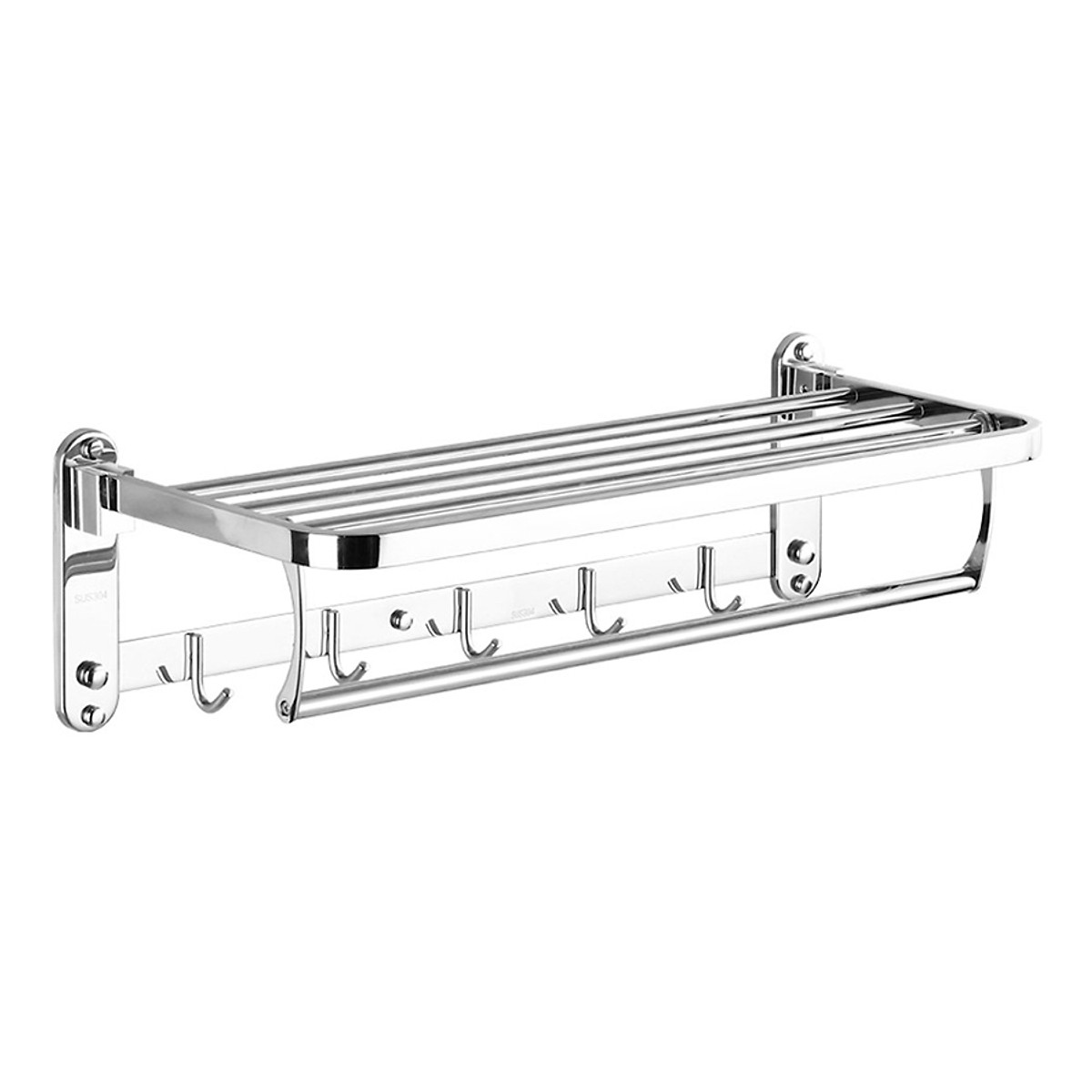 Kệ treo khăn tắm Inox 304 đa chức năng gấp gọn dán keo 