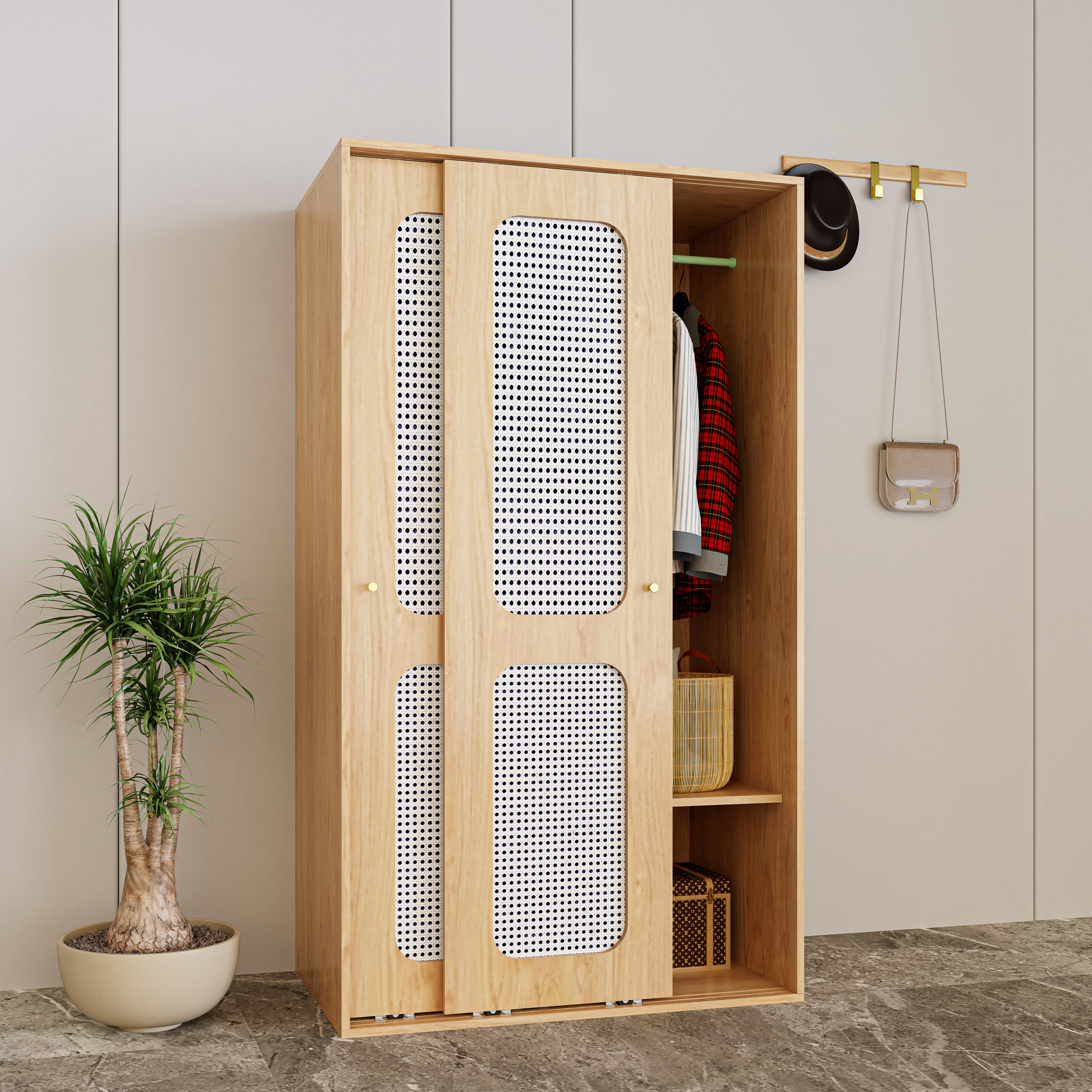 [Happy Home Furniture] MEYDAN, Tủ quần áo cửa lùa, 100cm x 58cm x 176cm ( DxRxC), TCL_008