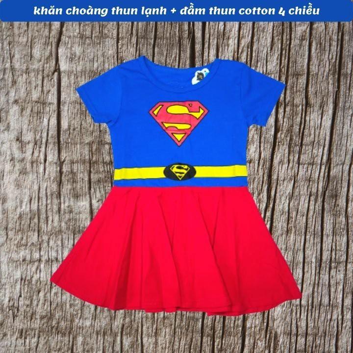 Đầm siêu nhân bé gái 9-26kg - thời trang bé gái - thun 100 cotton thấm hút mồ hôi - Hương Nhiên