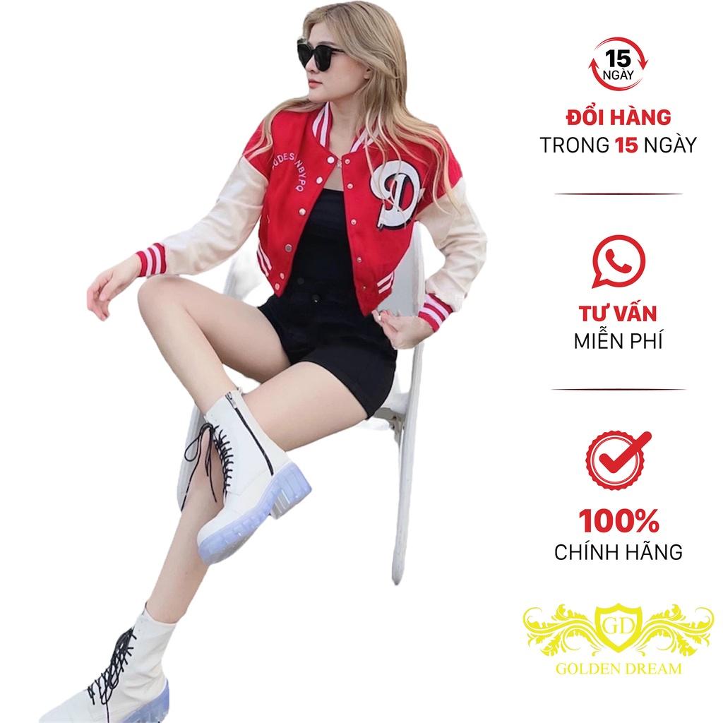 Aó Khoác Croptop Vải Nỉ Phối Màu Cực Xinh in Chữ D Hot Trend GOLDEN DREAM
