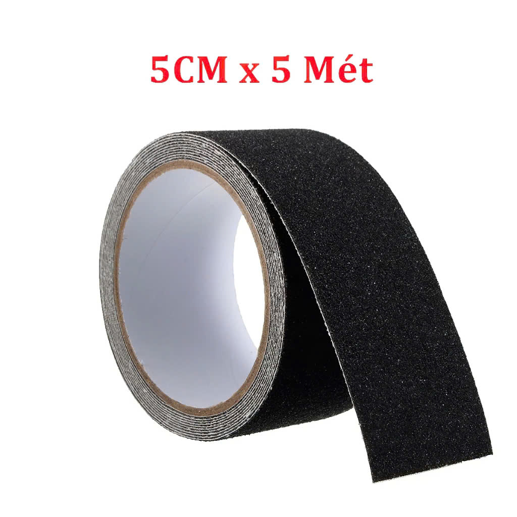 Băng Keo Nhám Chống Trơn Trượt Cầu Thang, Bậc Cửa Oto MÀU ĐEN 5cm x 5m