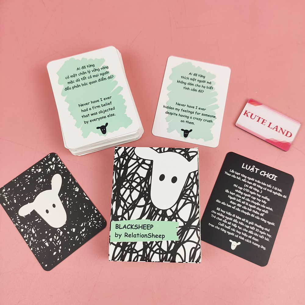 Bộ bài trò chuyện song ngữ Relationsheep lắng nghe bản thân và tâm sự chữa lành kết nối mọi người 62 lá