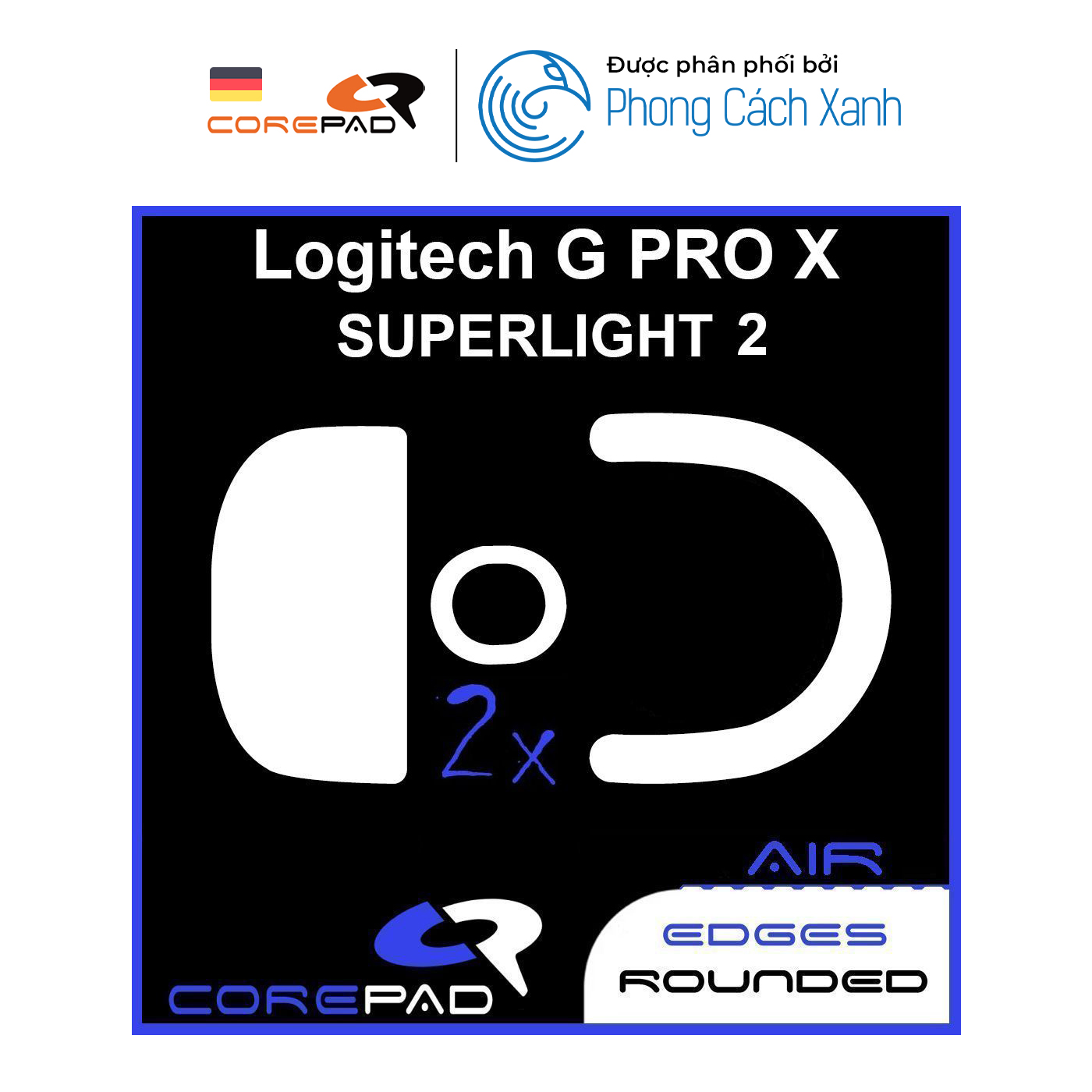 Feet chuột PTFE Corepad Skatez AIR dành cho Logitech G PRO X SUPERLIGHT 2 Wireless (2 bộ) - Hàng chính hãng