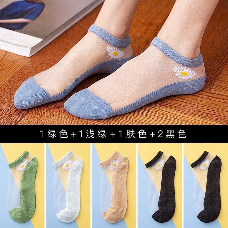 Lố 10 đôi tất giấy hoa cúc màu hottrend siêu yêu