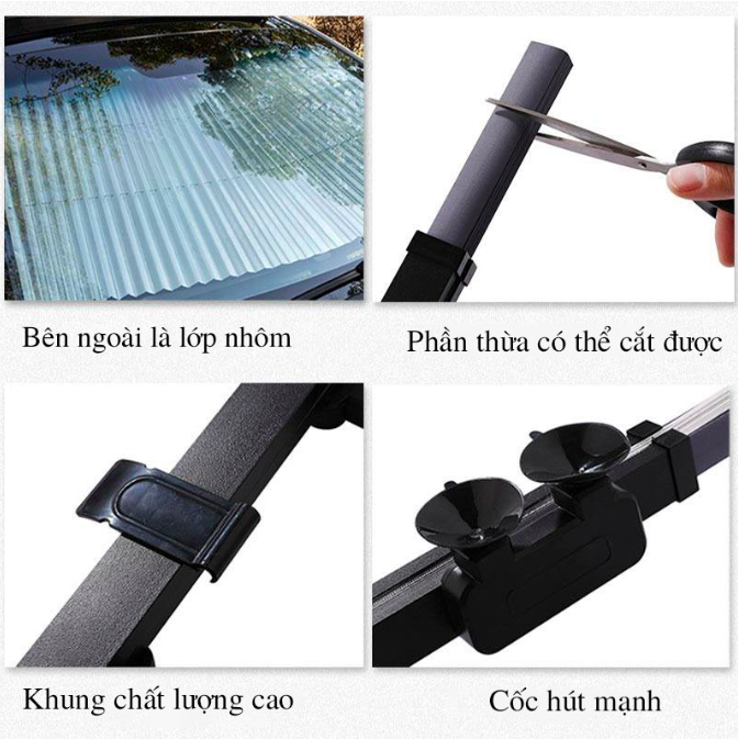 Rèm che nắng ô tô - Size 70cm - Rèm che nắng ô tô tự cuốn linh động cao cấp cho các loại xe.