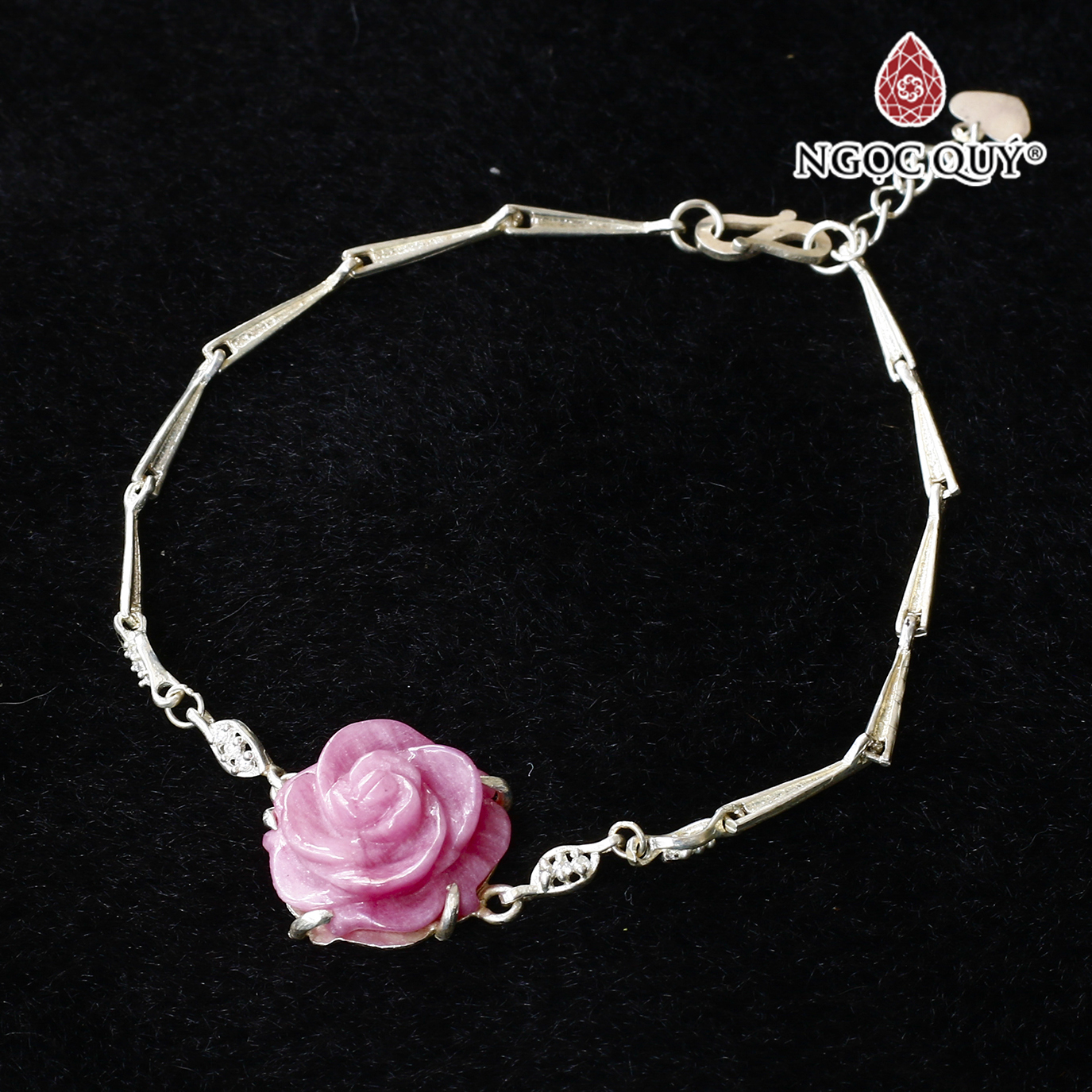 Vòng lắc bạc phối hoa mẫu đơn ruby hồng ngọc mệnh hỏa, thổ - Ngọc Quý Gemstones
