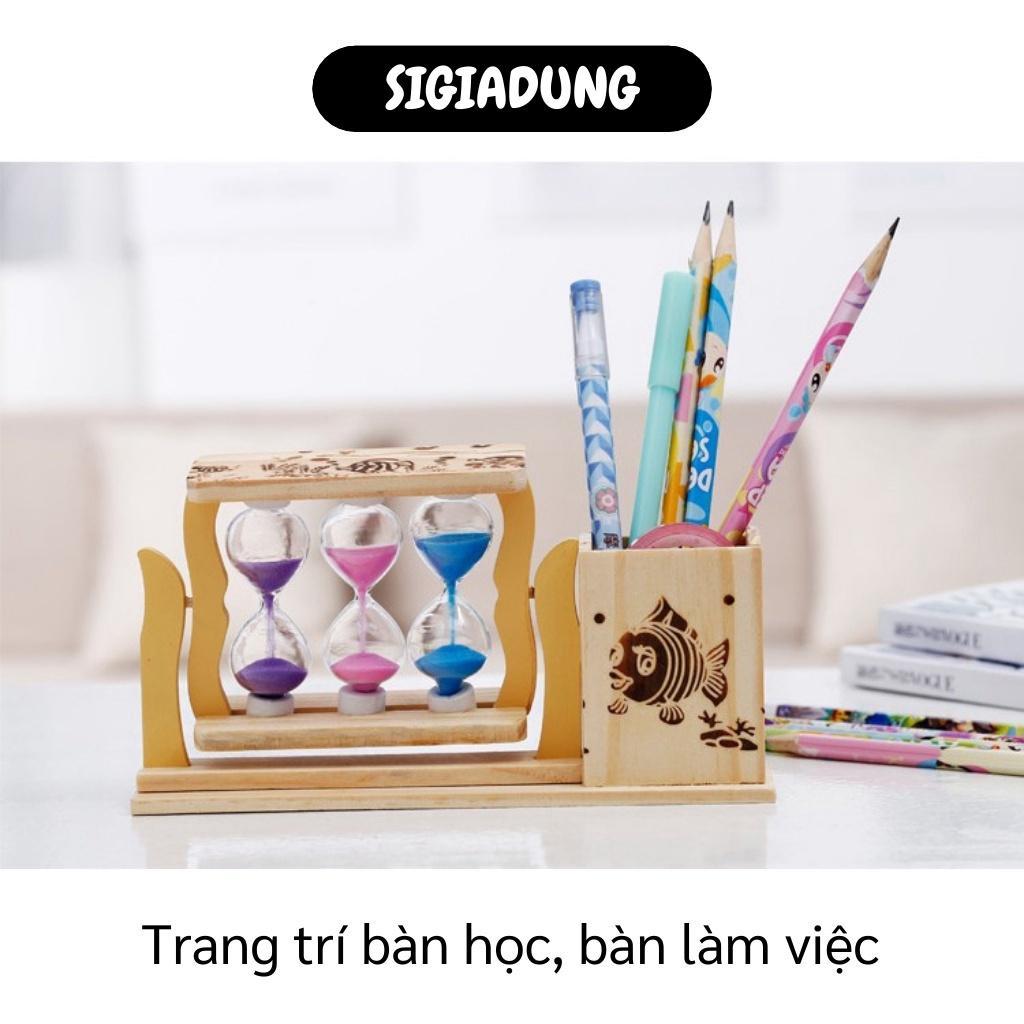 Đồng Hồ Cát - Hộp Đựng Bút Kèm 3 Đồng Hồ Cát Trang Trí Bàn Học Của Bé 8642