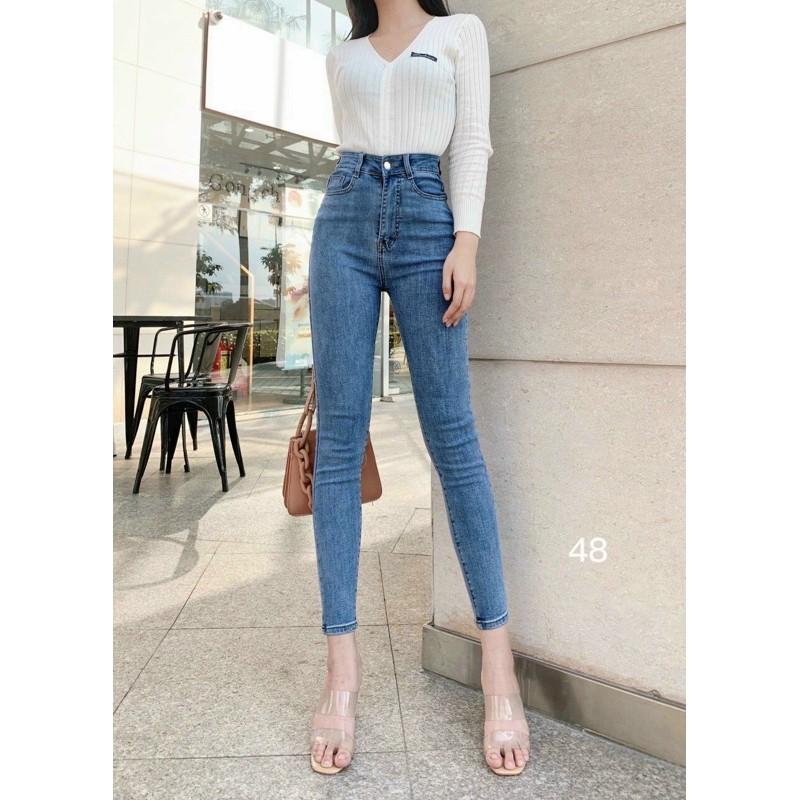 QUẦN SKINNY JEANS TRƠN CẠP SIÊU CAO CO GIÃN TỐT