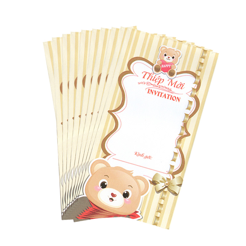 Bộ 10 thiệp mời hình gấu cute bear