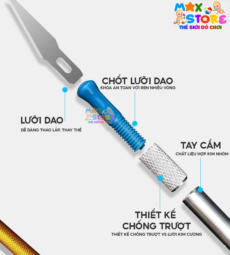 Bộ Dao Tỉa 13 Chi Tiết Đa Năng Cắt Xốp, Chai Lọ Nhựa, Bìa Carton Làm Thủ Công